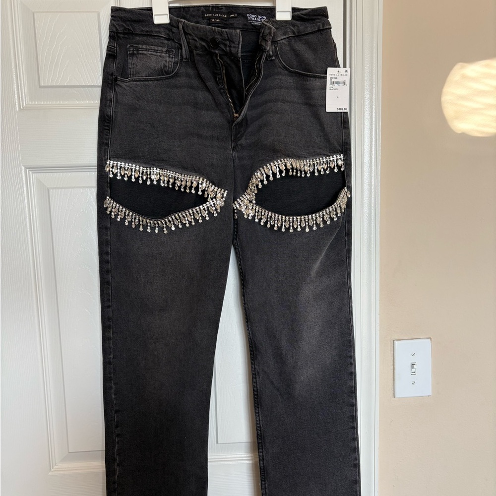 Good American- Good Icon Straight Diamond Jeans - Picture 3 of 6
